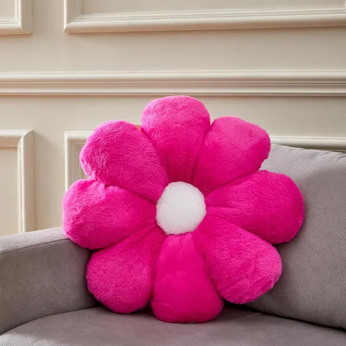 Almohada de 17.7 Pulgadas en Rosa Caliente con Diseño de Margarita, Almohada Decorativa en Forma de Flor, Cojín para Niñas, Adultos, Linda