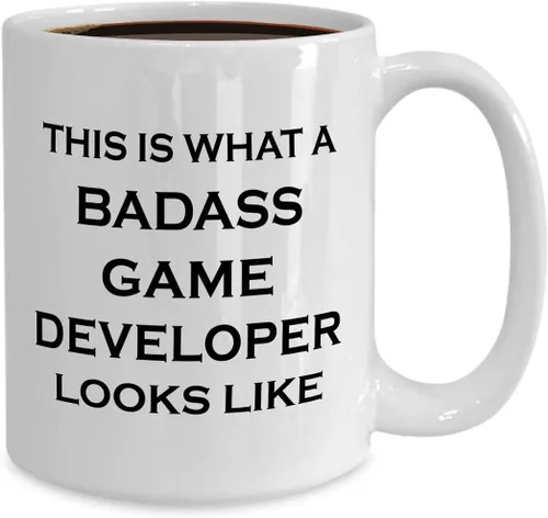 Miniatura 2 de Idea de regalo para desarrollador de juegos Badass Taza de café Taza de té grande de cerámica blanca de 15 oz - Lo que parece - Diseño