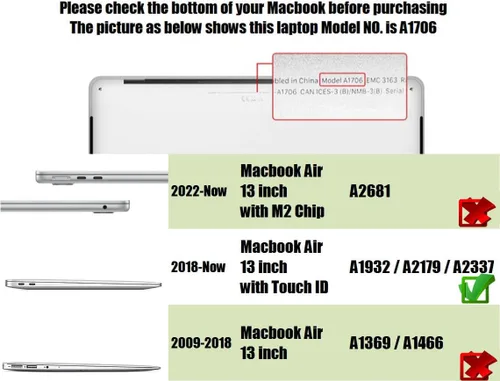 Miniatura 3 de Se7enline Compatible con MacBook Air 13 pulgadas estuche transparente 2018/2019/2020/2021/2022/2023/2024 Funda de transporte para Mac Air 13