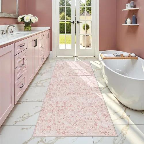 Miniatura 53 de Alfombra de área pequeña de 2 x 3 pulgadas, color beige, para entrada, baño, cocina, antideslizante, de pelo bajo, lavable, moderna alfombra bohemia
