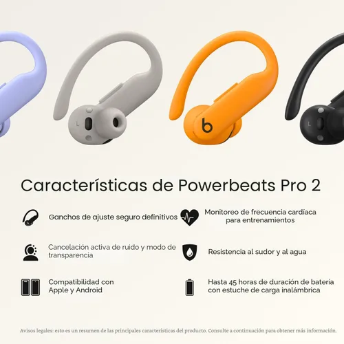 Miniatura 2 de Beats Powerbeats Pro 2 Auriculares inalámbricos Bluetooth – Cancelación de ruido, monitor de frecuencia cardíaca, IPX4, batería de hasta 45 horas