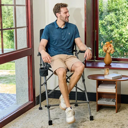 Miniatura 7 de EVER ADVANCED Silla alta de director con portavasos de 31", Silla plegable a altura de barra para acampar, deportes con bolsa de transporte