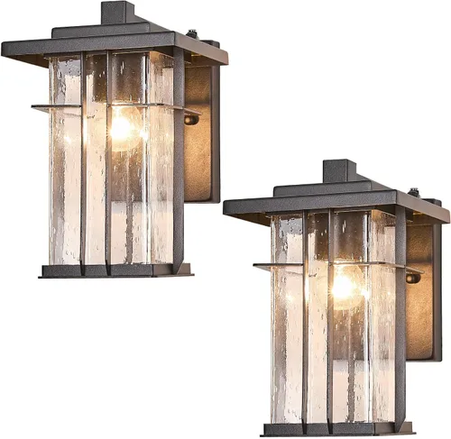 Miniatura 14 de Paquete de 2 lámparas de pared para exteriores del anochecer al amanecer, lámpara de pared exterior de bronce aceitado, montaje en pared, luz