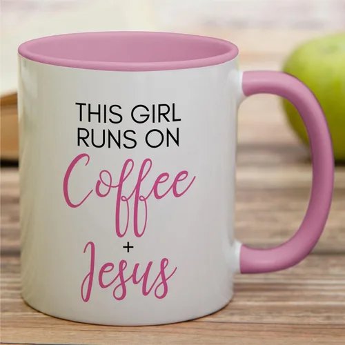Miniatura 8 de Retreez Taza divertida – This Girl Runs on Coffee + Jesus - Tazas de café de cerámica de 11 onzas – Divertido, sarcasmo, sarcástico, motivacional
