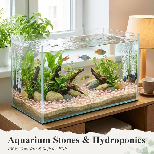 Miniatura 5 de DomeStar Canicas de vidrio plano de 1 libra, canicas decorativas de champán para jarrones, acuario, guijarros, pecera, rocas, jarrones, rellenos
