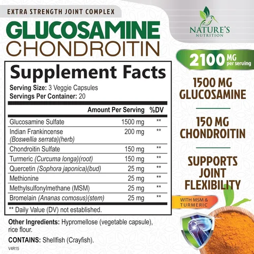 Miniatura 2 de Glucosamina Condroitina MSM 2100mg - Suplemento de apoyo articular de 3 veces fuerza para movilidad articular y comodidad para hombres y mujeres