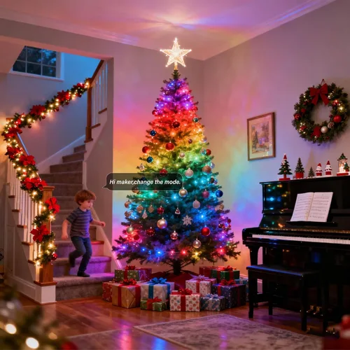 Miniatura 4 de Tira de luces LED activadas por voz AI, iluminación nocturna de dormitorio de niños para interiores, RGB IC, múltiples luces inteligentes regulables