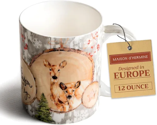 Miniatura 177 de Maison d' Hermine Taza de café con asas, tazas de porcelana fina de hueso, paquete de dos tazas de té para bebidas calientes, capuchino, latte, 015