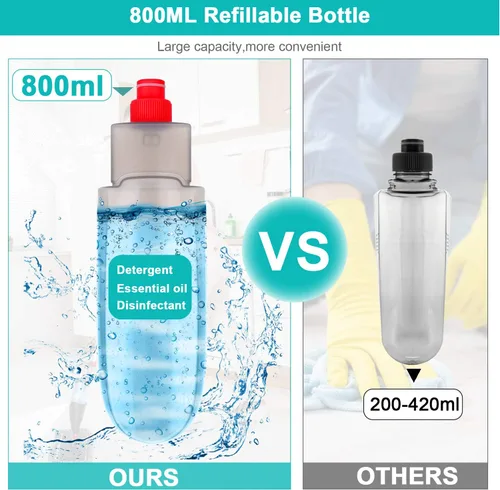 Miniatura 2 de Trapeador en aerosol para limpieza de suelos con 3 almohadillas lavables, mopa de microfibra húmeda y seca con botella recargable de 27.1 fl oz