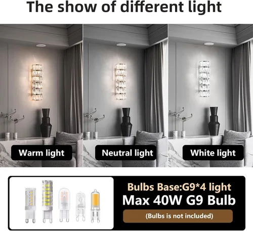 Miniatura 3 de Aplique de pared de cristal cromado de 6 capas, elegante y moderno, adecuado para baño, escalera, cocina, sala de estar, dormitorio, pasillo, 60 W