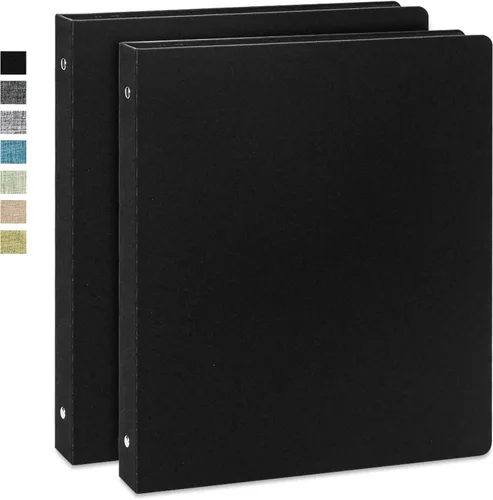 Miniatura 21 de Vienrose Carpeta de 3 anillos redondos de 1 pulgada con cubierta de tela de lino, se adapta a papel de 8.5 x 11 pulgadas, organizador duradero