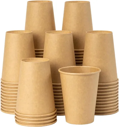 Miniatura 9 de RACETOP Paquete de 100 tazas de café de 12 onzas, tazas de café desechables, vasos de papel Kraft, tazas calientes sin blanquear para el hogar