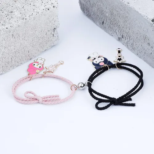 Miniatura 6 de Pulseras magnéticas de dibujos animados para parejas atracción mutua lindo collar de gatito Acero inoxidable multicolorfantasía