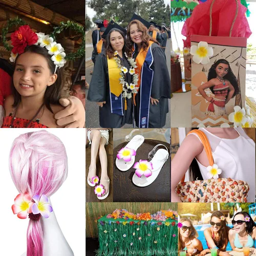 Miniatura 6 de 50 pinzas para el cabello de 2.5 pulgadas de espuma hawaiana Frangipani artificial de plumeria para el hogar, novia, boda, fiesta tropical, Mezcla
