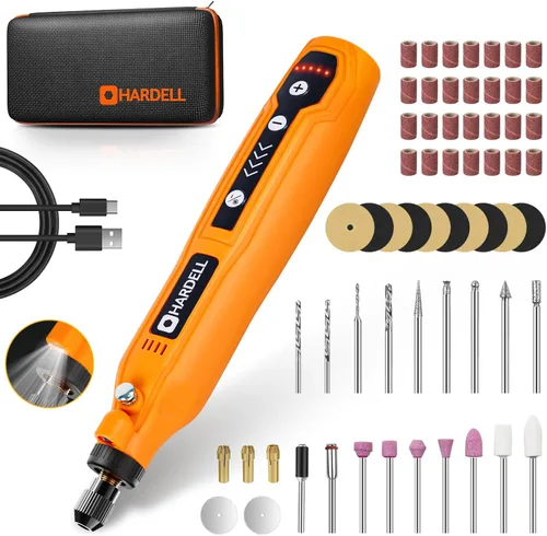 Miniatura 3 de HARDELL Mini herramienta rotativa inalámbrica y 230 accesorios de herramientas rotativas (naranja)