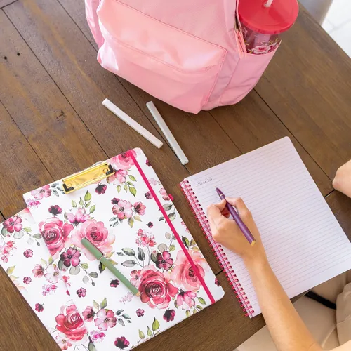 Miniatura 7 de Steel Mill & Co - Cuaderno de espiral grande con rayas universitarias, 11" x 9.5", tapa dura y 160 páginas forradas, diseño floral rosa