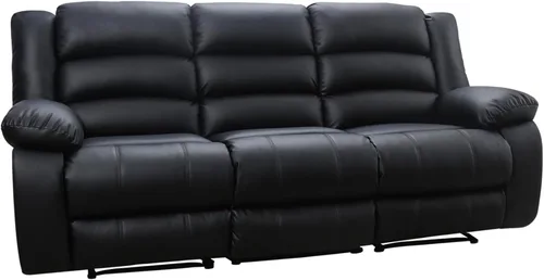 Miniatura 9 de EBELLO Sofá reclinable manual de piel sintética con 2 portavasos ocultos, reposabrazos rellenos, sofá reclinable de 3 asientos, sofá para sala