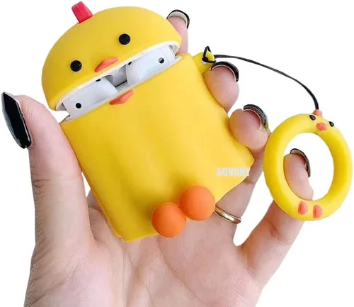 Miniatura 23 de Linda funda para Airpods, divertida y creativa 3D con forma de frutas y verduras con soporte de hebilla de anillo, funda de silicona suave a prueba
