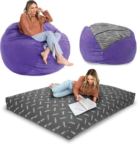 Miniatura 12 de CordaRoy's Puf de Pana - Silla Puf Convertible - Funda de Tela de Pana Lavable a Máquina - para Sótano, Sala de Estar, Sala de Juegos, Dormitorio