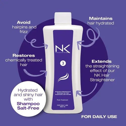Miniatura 6 de NK Professional Care Champú de mantenimiento extensivo Paso 3 Para tratamientos capilares con queratina NK Shampoo Post Tratamiento Champú sin