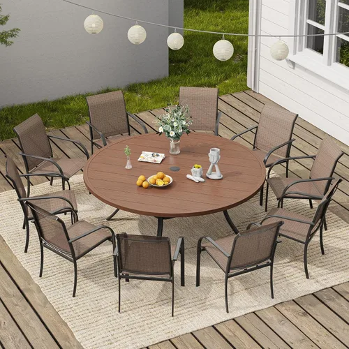 Miniatura 67 de VICLLAX Juego de 2 sillas de patio pequeñas para exteriores, juego de sillas apilables para patio y mesa de comedor cuadrada para porche delantero