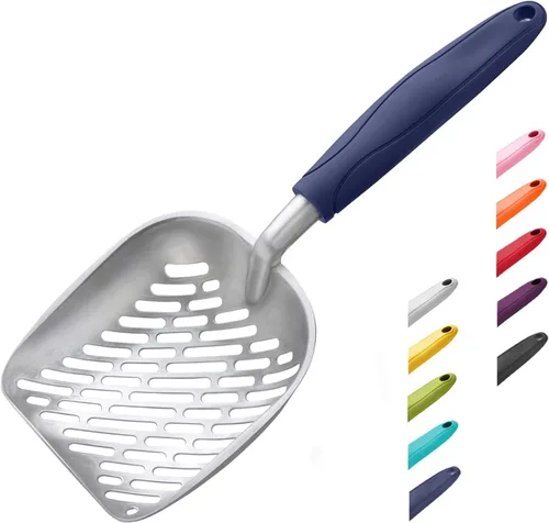 Miniatura 18 de WePet Pala de Arena para Gatos, Tamiz de Aleación de Aluminio, Pala de Metal para Gatitos, Pala Profunda con Orificio de Tamizado Diagonal, Mango