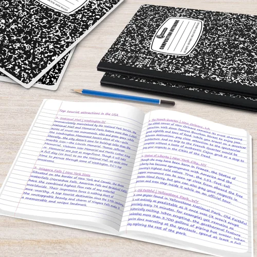 Miniatura 7 de Rosmonde Paquete de 12 Cuadernos de Composición de Rayas Anchas al Por Mayor, 200 Páginas (100 Hojas), 9-3/4 x 7-1/2 Pulgadas, Cuaderno de Tapa Dura