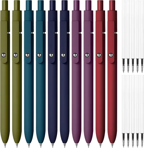 Miniatura 8 de Thenshop Bolígrafo retráctil de tinta de gel con repuesto de clic negro de 0.020 in, escritura suave, lindo secado rápido, punta fina y estética