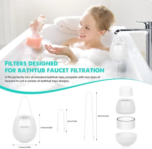 Miniatura 6 de Filtro de agua de baño para grifo de bañera, filtración de 10 etapas de 5,000 galones, elimina cientos de contaminantes, filtro de bañera
