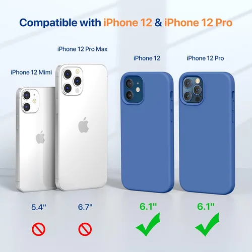 Miniatura 2 de Miracase Funda compatible con iPhone 12 y iPhone 12 Pro, goma de gel de silicona líquida, protección de cuerpo completo a prueba de golpes