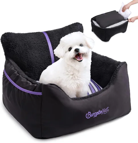Miniatura 11 de BurgeonNest Asiento de coche para perros pequeños, totalmente desmontable y lavable, asientos para gatos menores de 25 libras, asientos suaves
