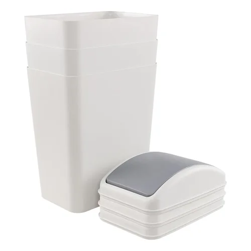 Miniatura 11 de Vababa Cubo de basura de plástico negro de 3 galones, pequeño cubo de basura delgado con tapa abatible