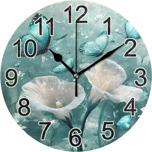 Miniatura 51 de Hummingbird - Reloj de pared de resorte redondo de 10 pulgadas, sin tictac, silencioso, funciona con pilas, reloj analógico atómico de cuarzo