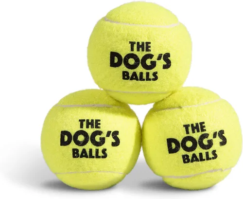 The Big Dog's Balls - Pelotas de tenis para perros grandes, color amarillo, paquete de 3, pelotas de fieltro no abrasivas, núcleo de goma