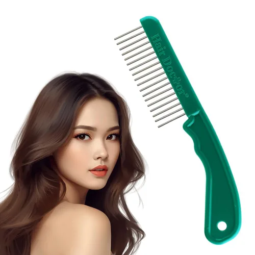 Miniatura 10 de The Hair Doctor - Peine de pelo extra largo de 1 1/4 pulgadas con dientes giratorios suaves y sedosos para evitar daños en el cabello (rojo hermoso)