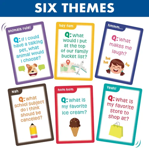 Miniatura 2 de LotFancy Juego de preguntas familiares, a partir de 4 años, juegos familiares para niños y adultos, 60 divertidas tarjetas de trivia, iniciadores