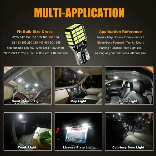 Miniatura 6 de 48-LEDs Launch T10 194 2825 Bombilla LED Blanca 6000K 12V Super Brillante 158 160 168 175 W5W 168NA 194NA Reemplazo para Luz Interior de Coche