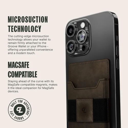 Miniatura 4 de Groove Life Groove Wallet Go - Soporte para tarjetas de crédito con tecnología de microsucción intercambiable minimalista para hombre con Magsafe