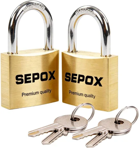 SEPOX® Twins - Candado sólido compacto de latón con las mismas 4 llaves, cuerpo resistente a prueba de óxido de 1-3/16 pulgadas, cerradura pequeña y