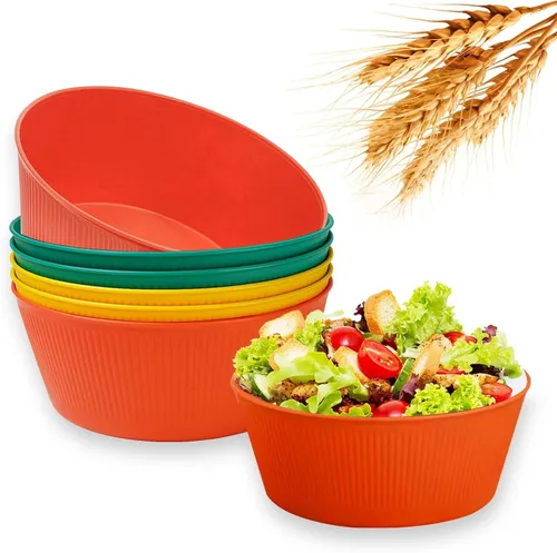 Miniatura 7 de Juego de 4 cuencos de paja de trigo de 14 onzas, cuencos irrompibles para cereales y ensaladas para niños y adultos, cuencos ecológicos para 14