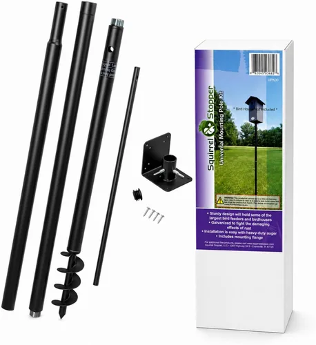 Kit de poste de montaje universal - Ideal para casas de pájaros y comederos de pájaros montados en poste, poste resistente con conexiones roscadas
