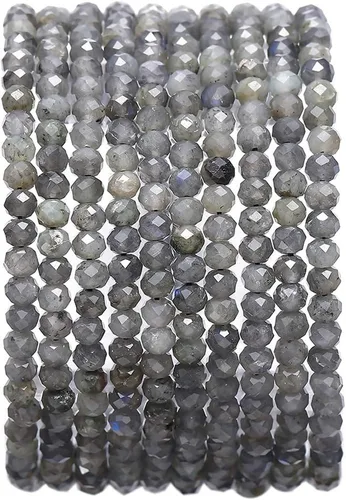 Miniatura 50 de BEADIA Cuentas Facetadas de Piedra Natural Amazonita Rondelle 3x4mm Cuentas Semipreciosas Sueltas para Hacer Joyas 38cm