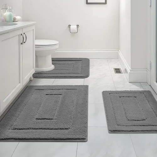 Miniatura 24 de GRANNY SAYS Juego de 2 alfombras de baño suaves para baño, alfombras de baño antideslizantes y lavables, alfombras de baño absorbentes para bañera
