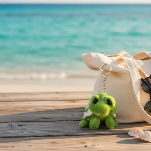 Miniatura 4 de Jowxsx Mini criaturas marinas verde tortuga muñeca llavero regalo peluche llavero de dibujos animados bolsa colgante auto animal decoración coche