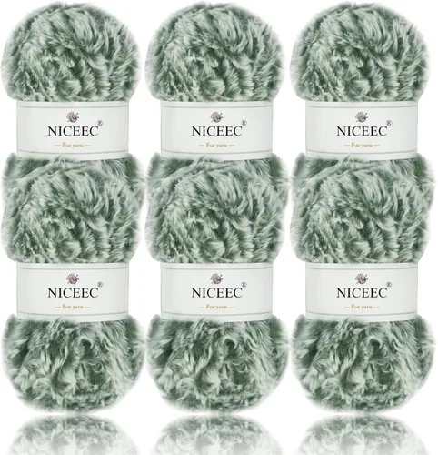 Miniatura 46 de NICEEC Hilo de Pelo Sintético Super Suave, Grueso y Esponjoso, Hilo de Pestañas para Crochet y Tejido (Longitud Total 192m/9.1kg) - Otoño/300g