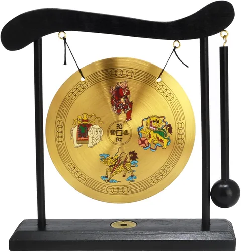 Miniatura 13 de Fengshuibringluck Feng Shui I Ching Zen Gong Decoración de escritorio Gong, dorado, 19X5X20cm/7.5x2x8inch (FH1303)
