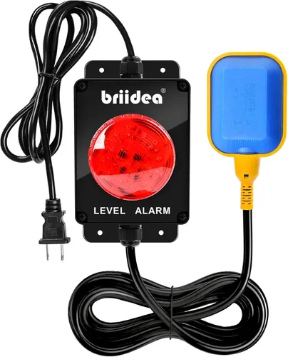 briidea - Alarma de bomba de sumidero, alarma de tanque séptico de agua alta para interiores y exteriores con alerta acústica de 110 dB e indicador