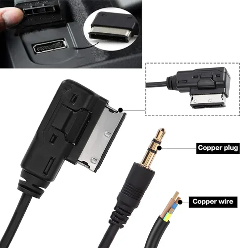 Miniatura 4 de Cable auxiliar AMI MDI MMI de 6.6 pies, adaptador de interfaz de música de audio Jack de 0.138 in, cable MP3 auxiliar para Audi