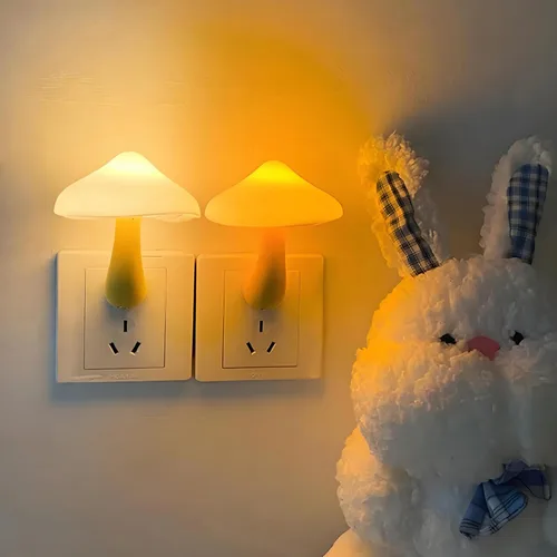Miniatura 11 de Luces nocturnas LED con sensor en forma de hongo - 2 unidades, enchufe de pared con 7 colores cambiantes, lámpara mini de ensueño, luz nocturna