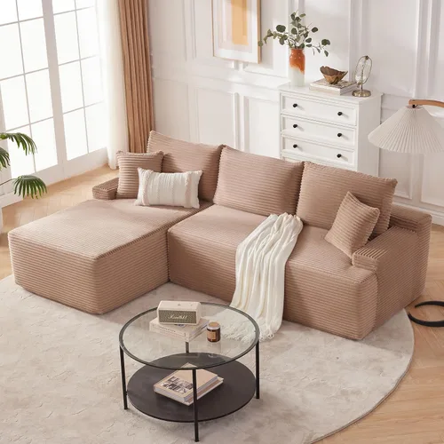 Miniatura 40 de Mangodan Sofá seccional Cloud, sofá deshuesado para sala de estar, sofá modular con asiento profundo, cómodo sofá esponjoso en forma de L con diván